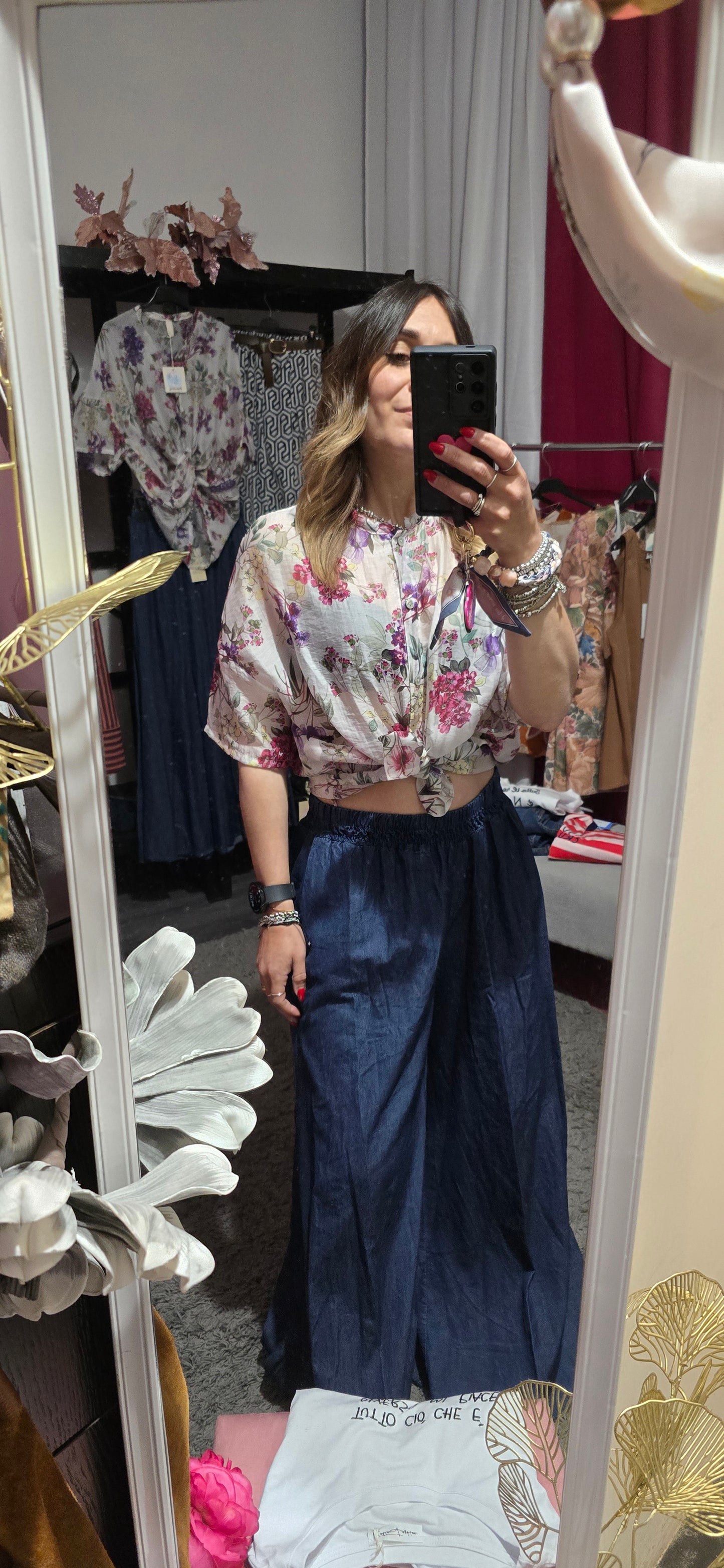 Camicia fiori fucsia