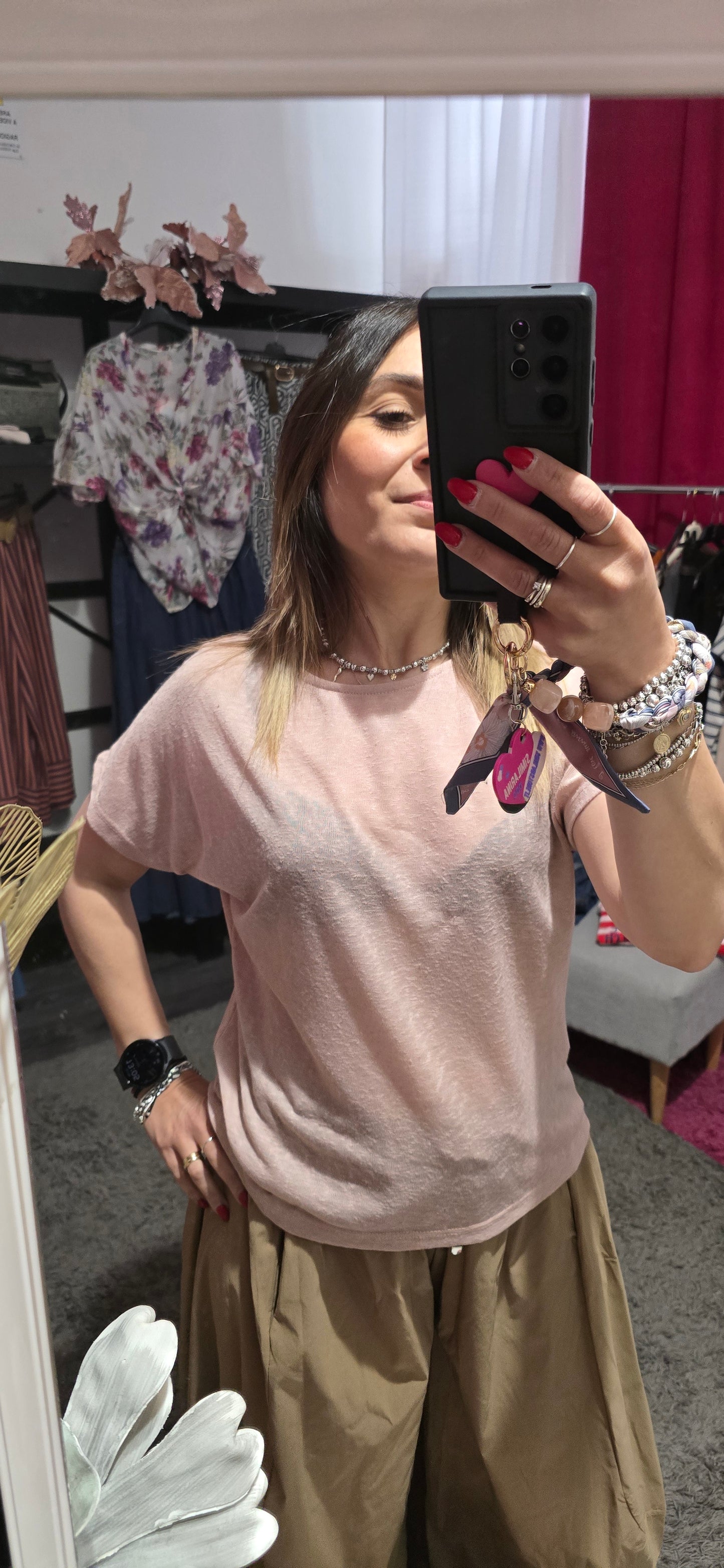 Maglia garzata rosa