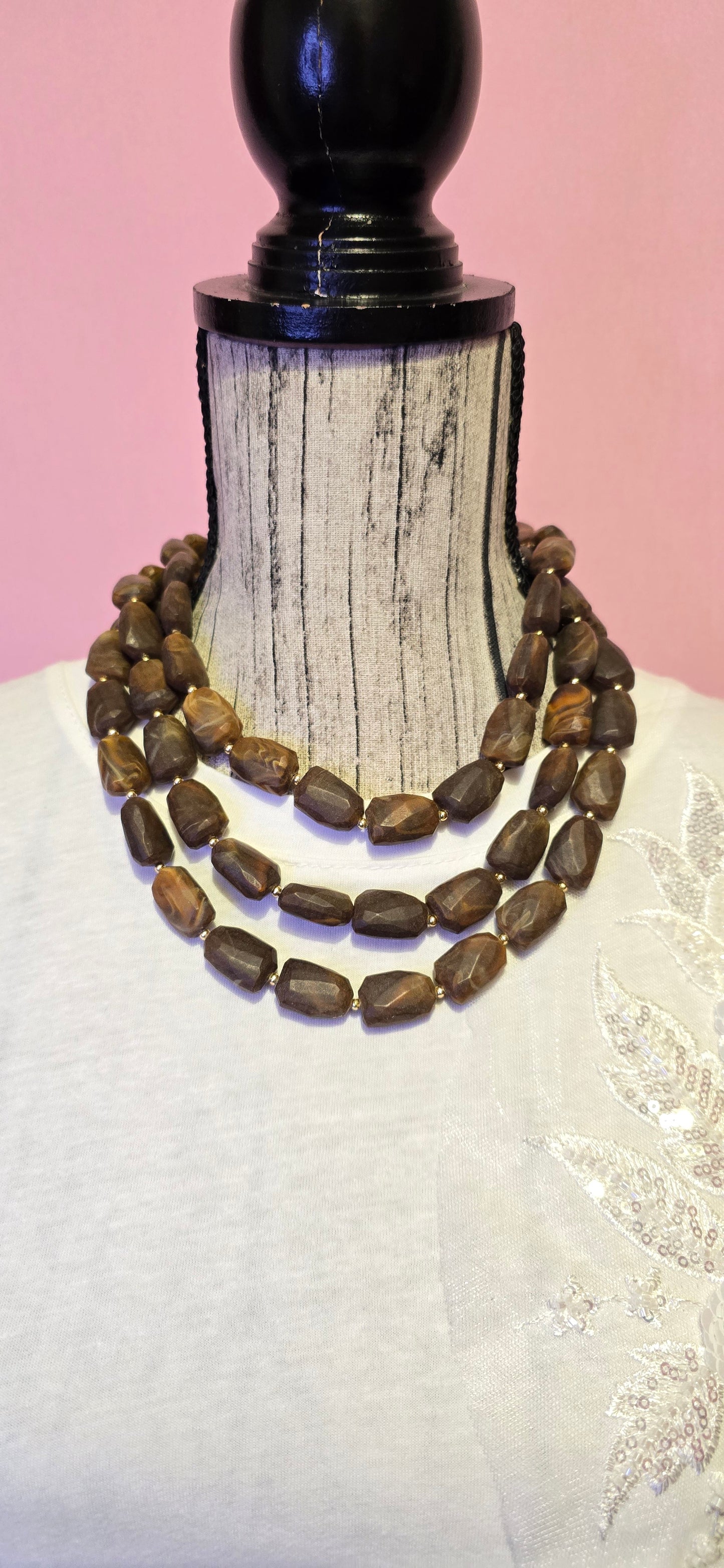 Girocollo 3 fili moro