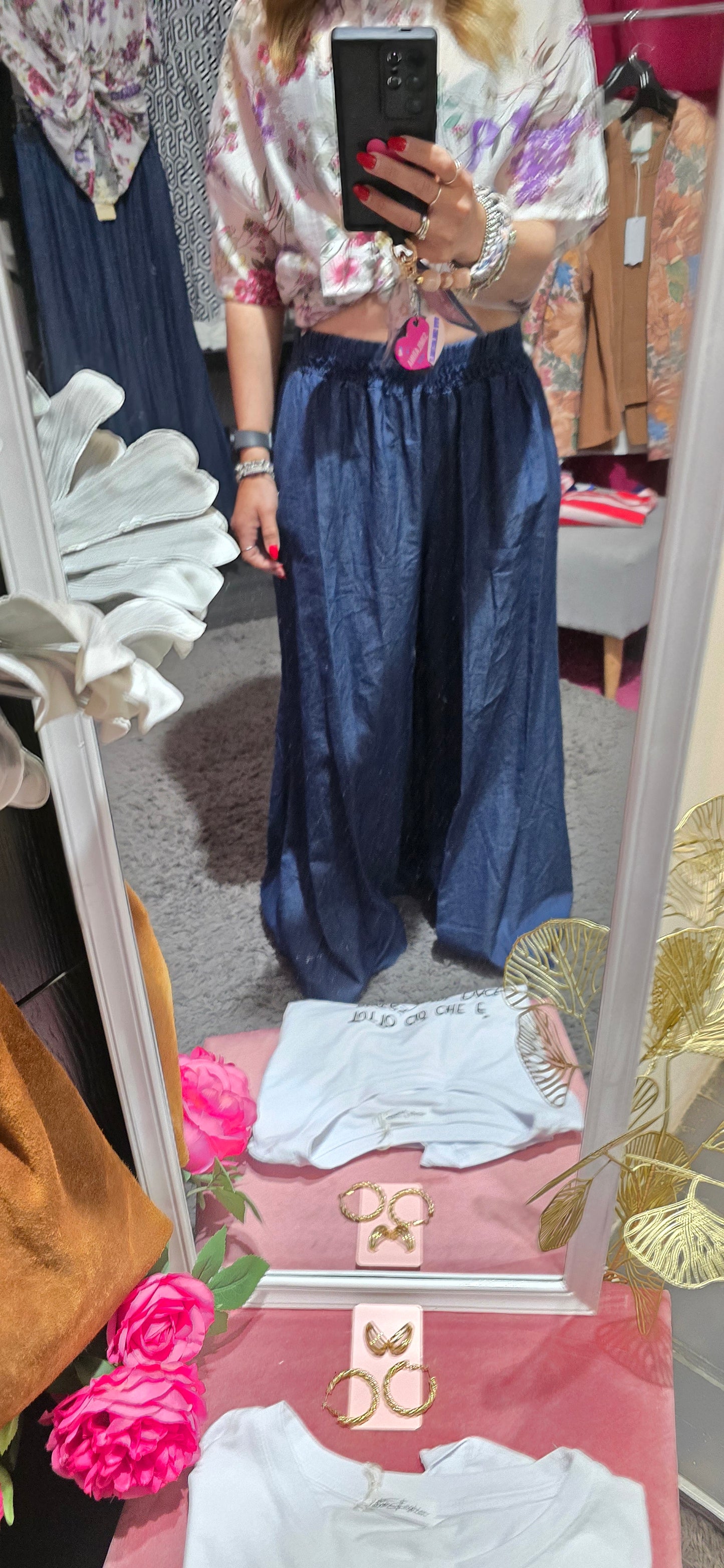 Jeans jersey palazzo scuro