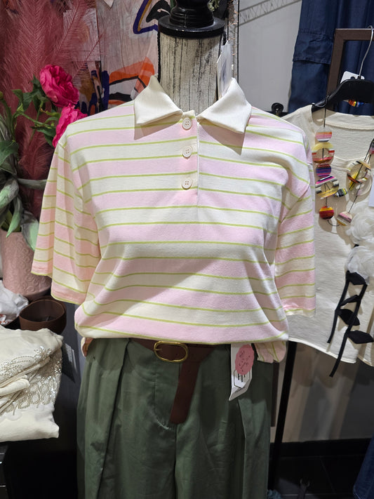 Polo righe rosa