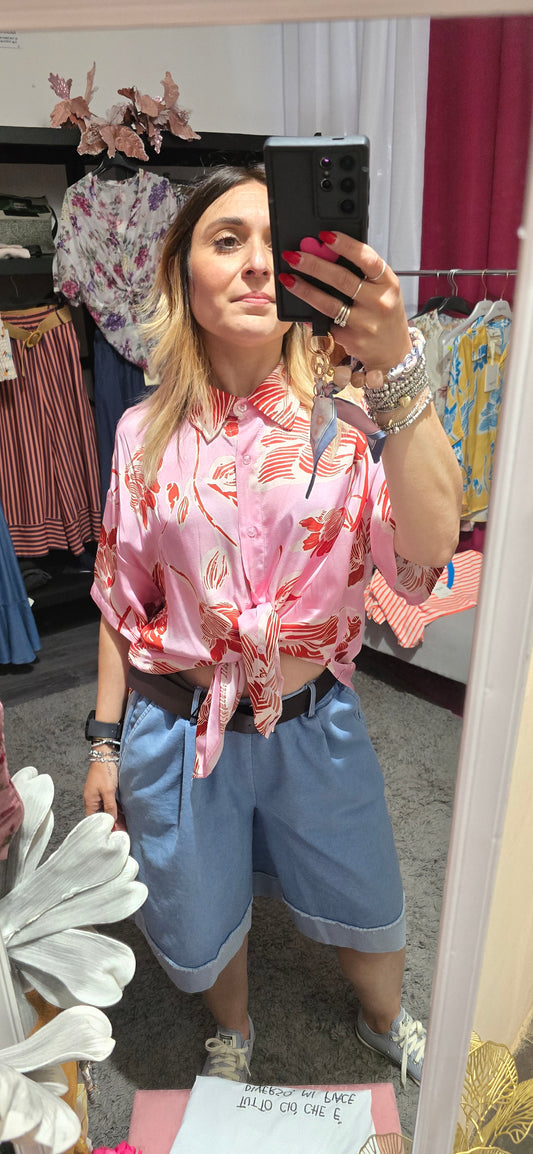 Camicia fiore fucsia