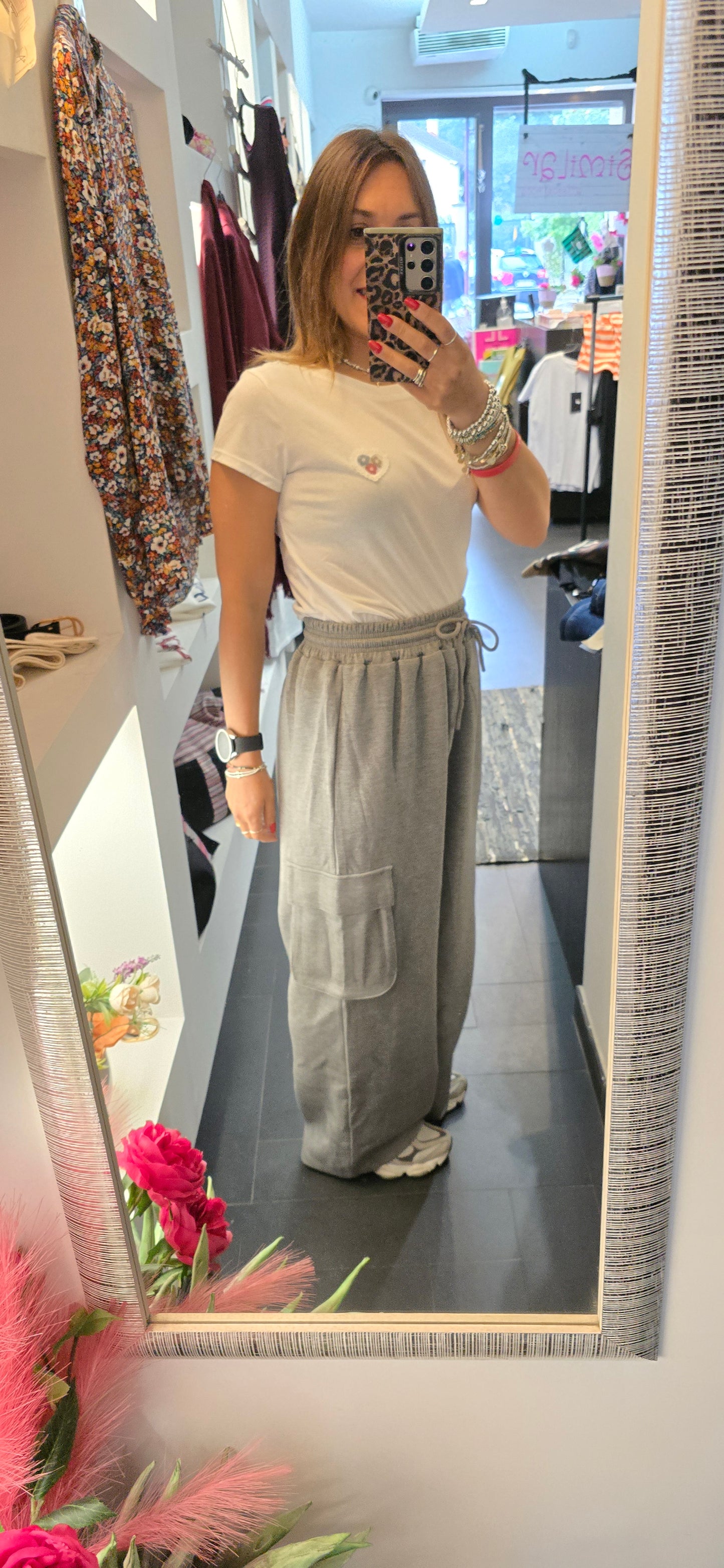 Pantalone tuta grigio cargo