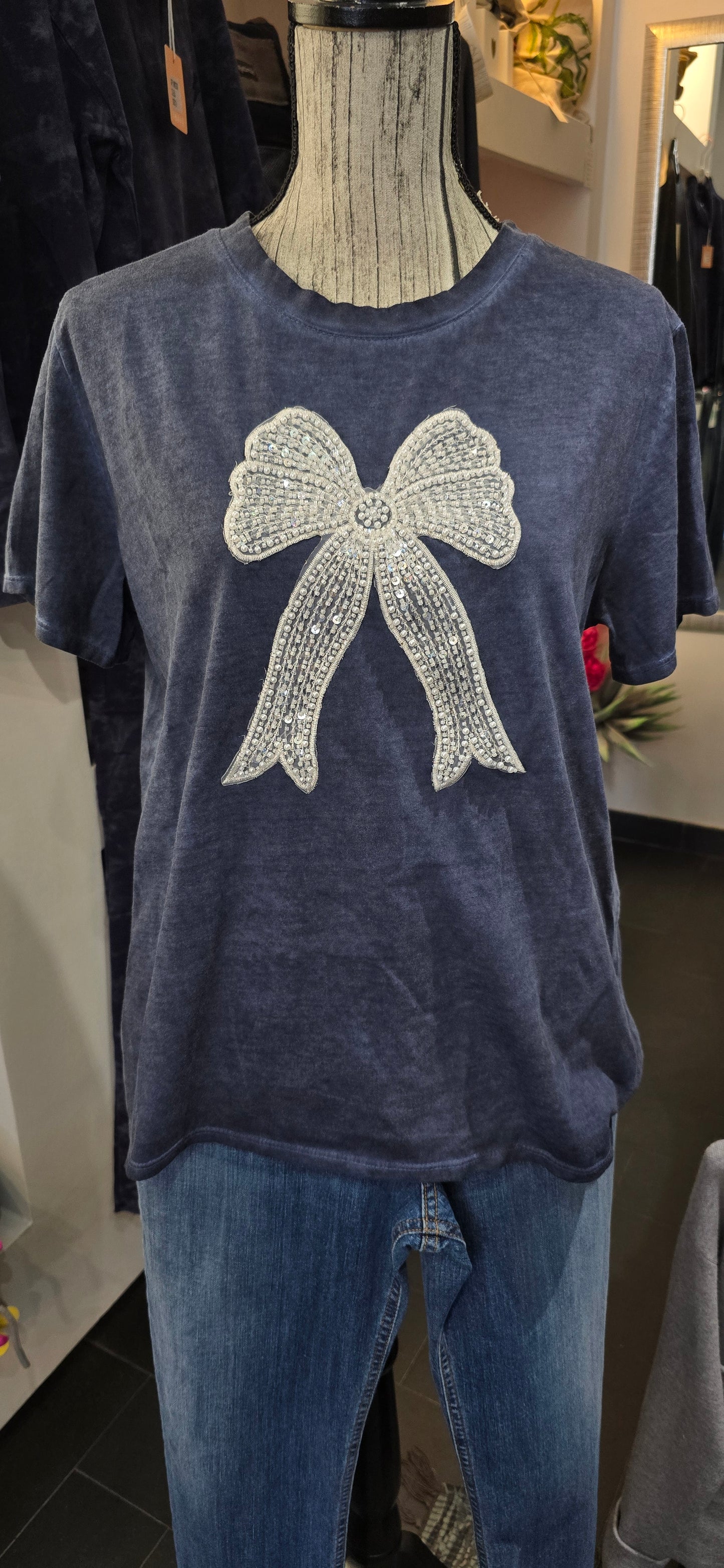 T shirt fiocco blu
