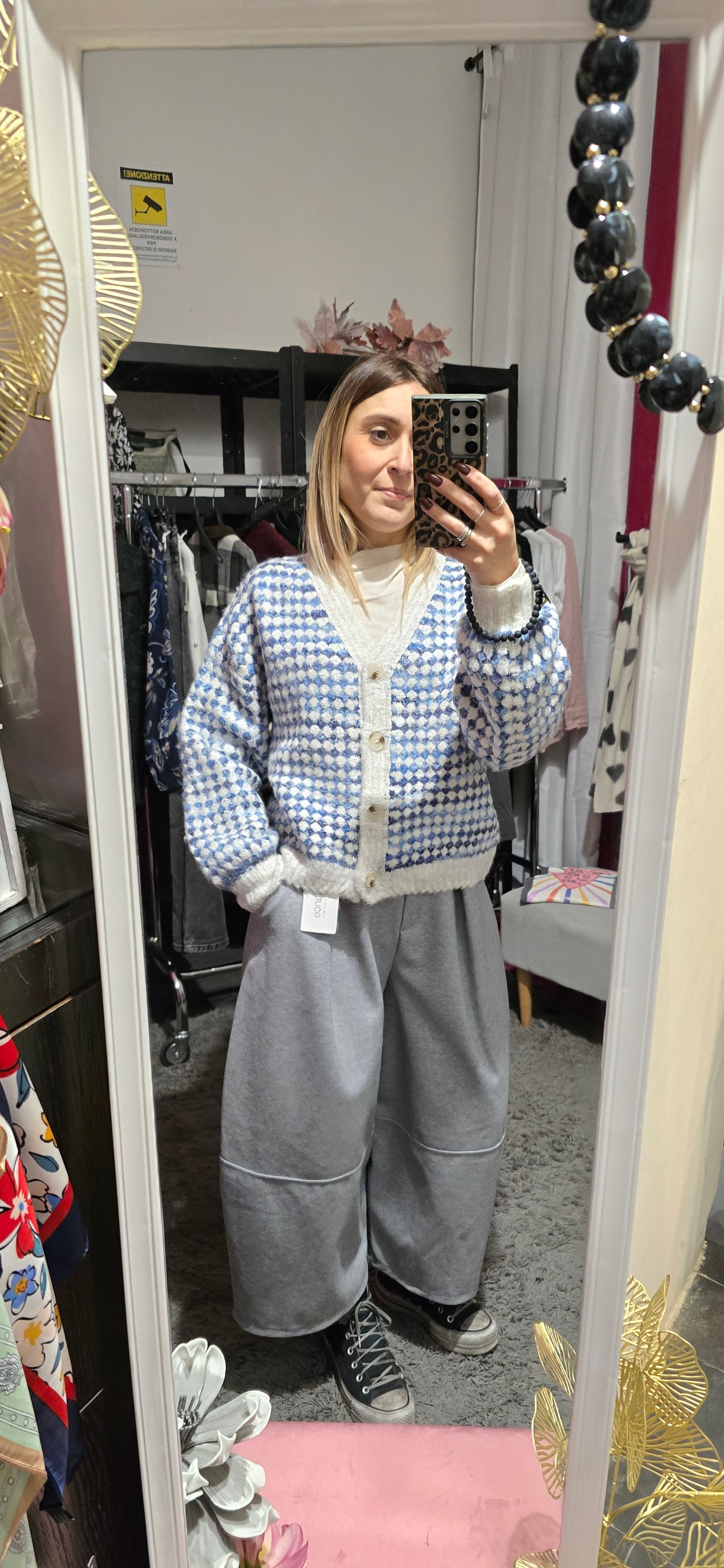 Cardigan melange blu