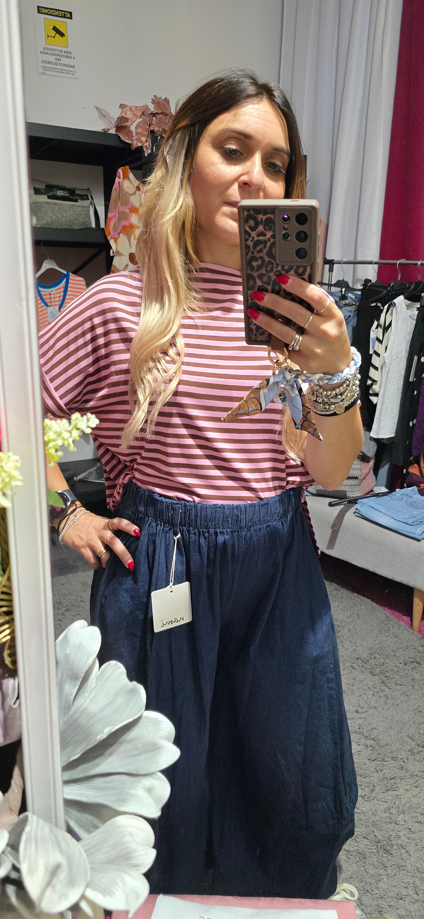 Maglia righe rosa moro