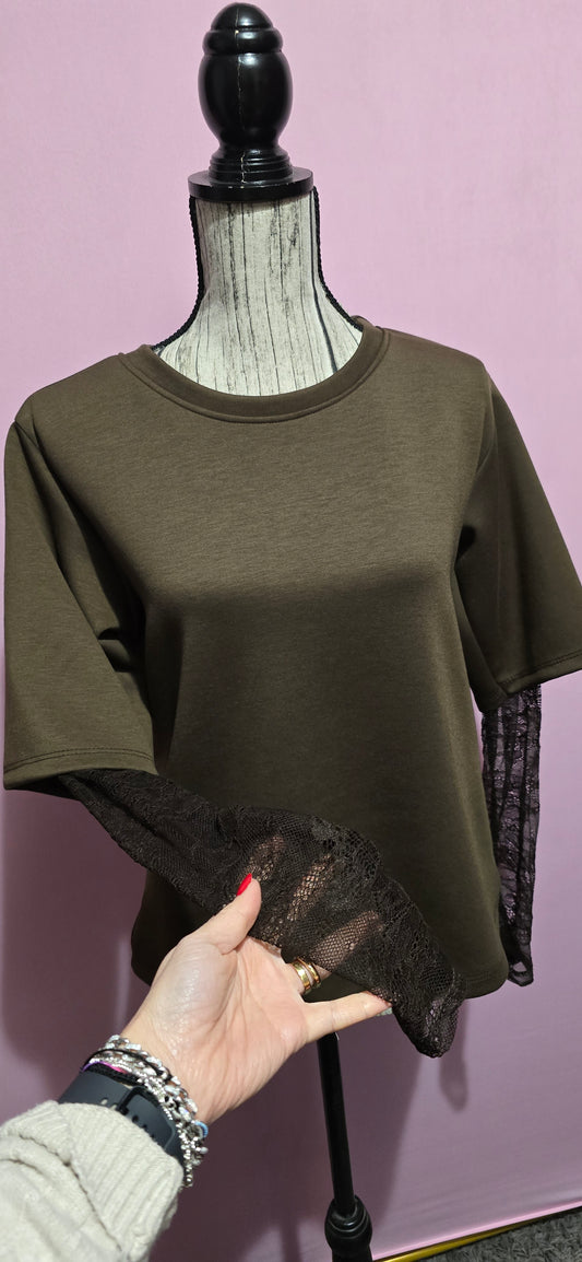 T shirt maniche pizzo