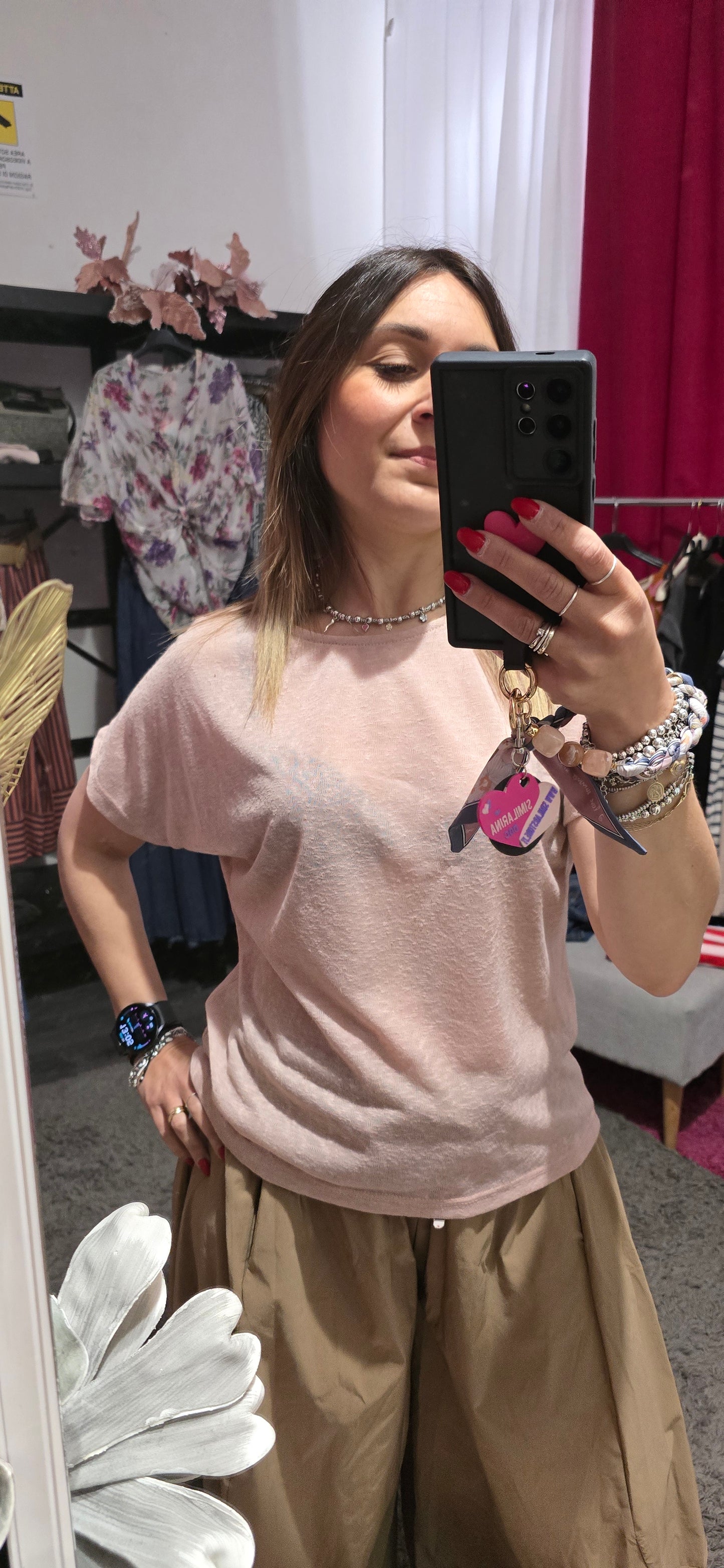Maglia garzata rosa