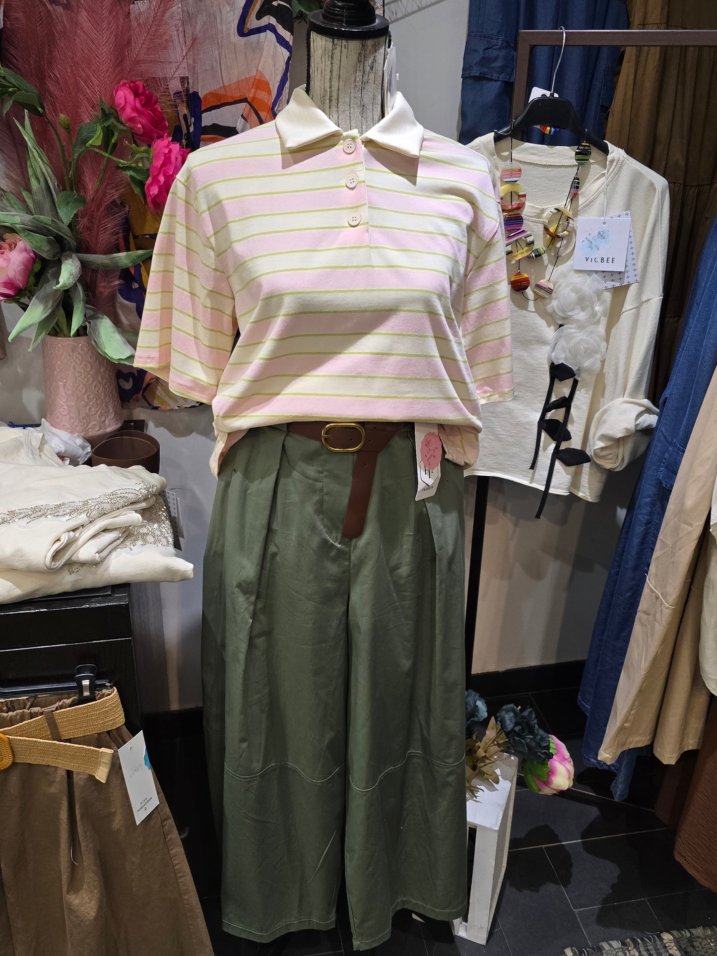 Polo righe rosa