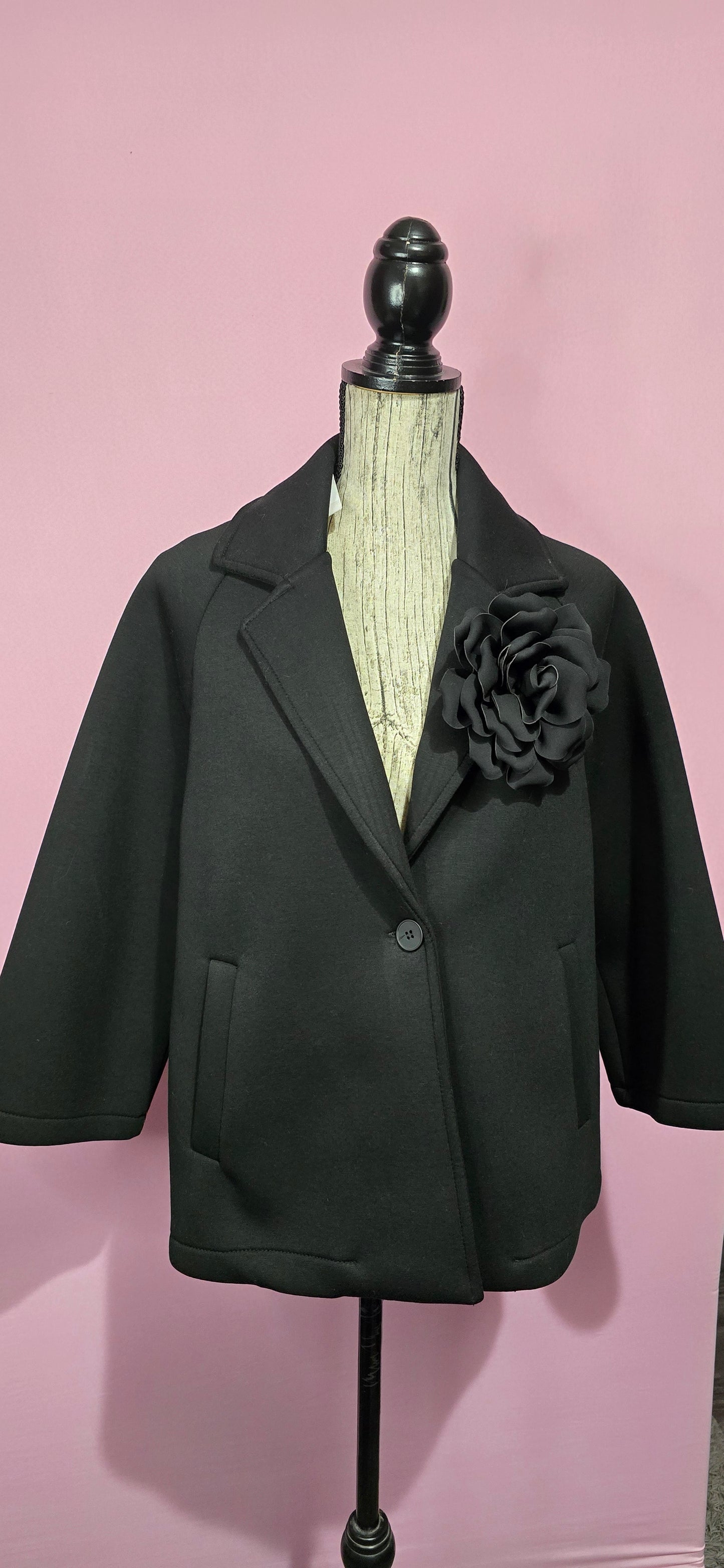 Blazer scuba con fiore applicato