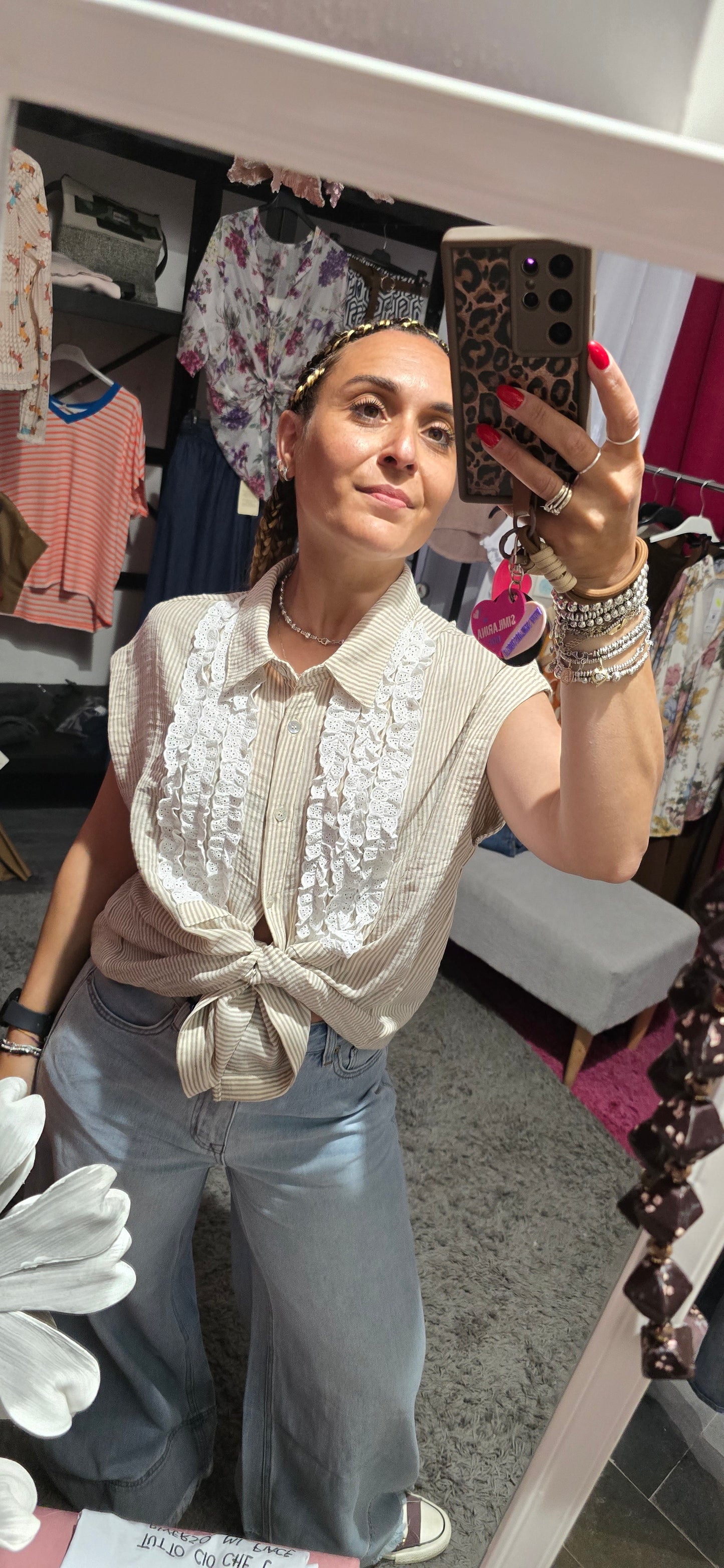 Camicia smanicata righe