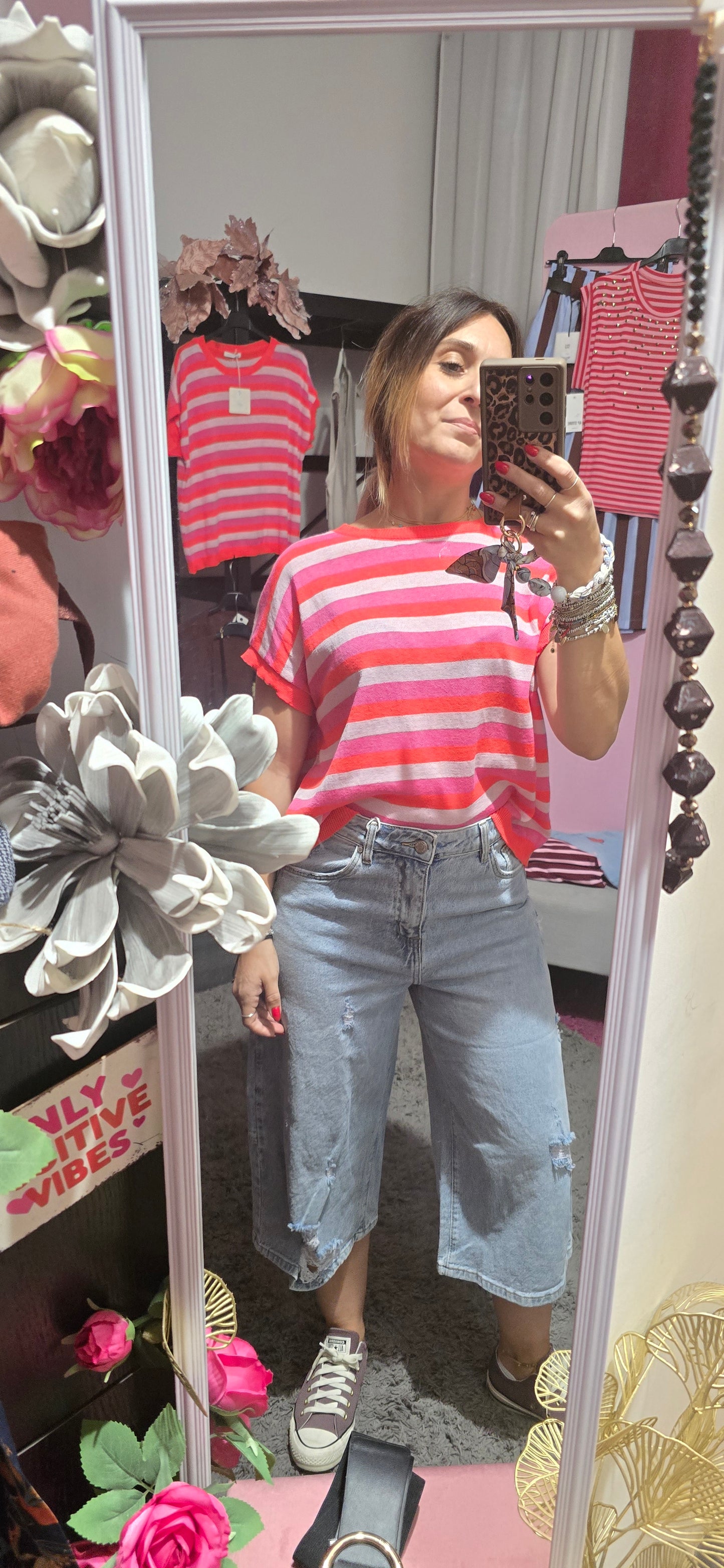 Maglia fucsia righe