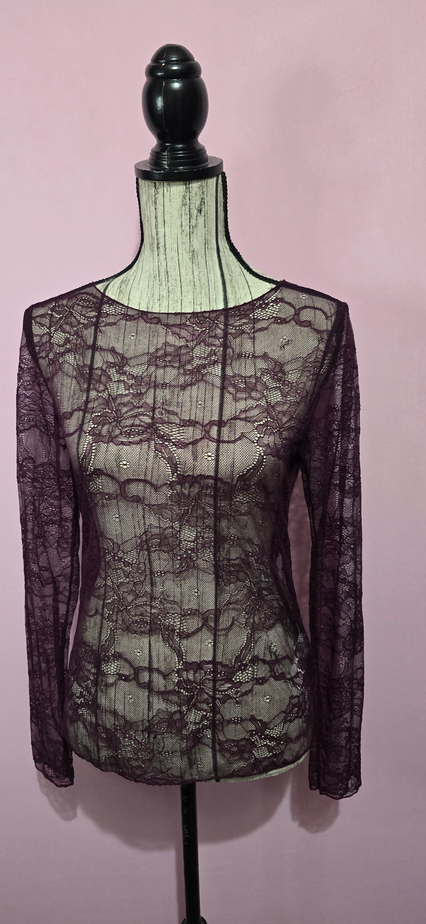 Maglia pizzo melanzana